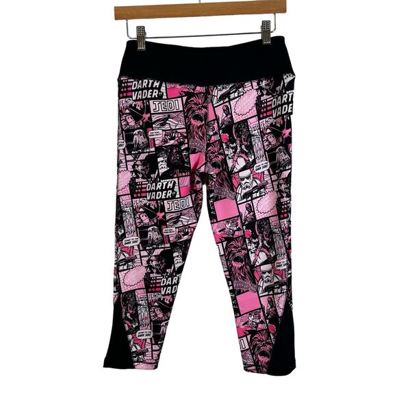 Star Wars Pink Black Graphic Comic Book Leggings Girls size XL 14 16 - Picture 2 of 8